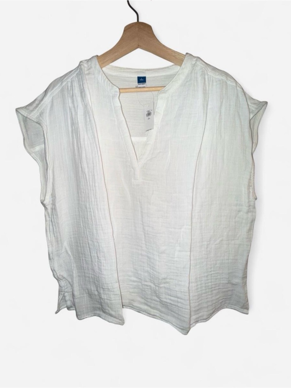 Women’s White Old Navy Gauze Split-Neck Women's Top